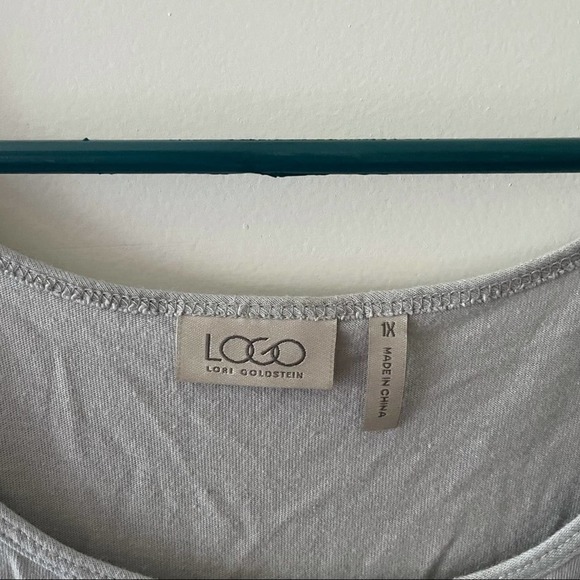 Logo by Lori Goldstein Gray Basic Tank with Chiffon Hem - Picture 2 of 4